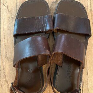 Vintage J-Crew brown square-toe sandals -- size 9